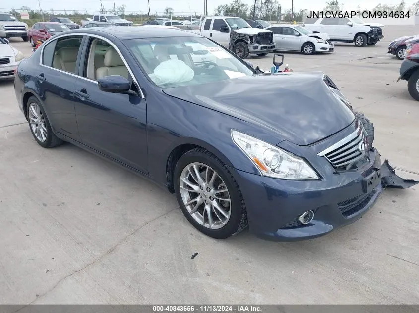 2012 Infiniti G37 Journey VIN: JN1CV6AP1CM934634 Lot: 40843656