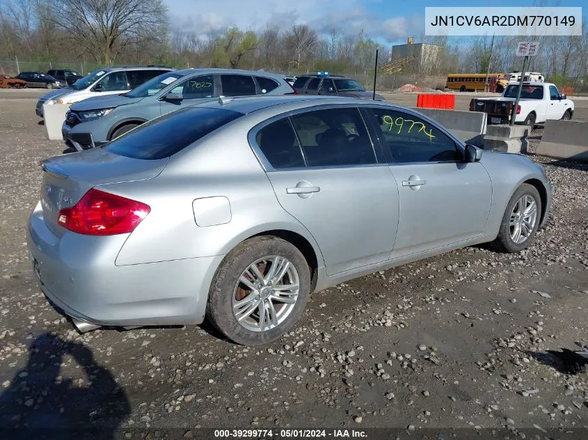 2013 Infiniti G37X VIN: JN1CV6AR2DM770149 Lot: 40274076