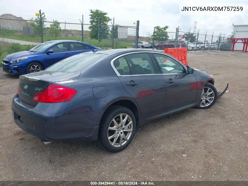 2013 Infiniti G37X VIN: JN1CV6ARXDM757259 Lot: 39429441