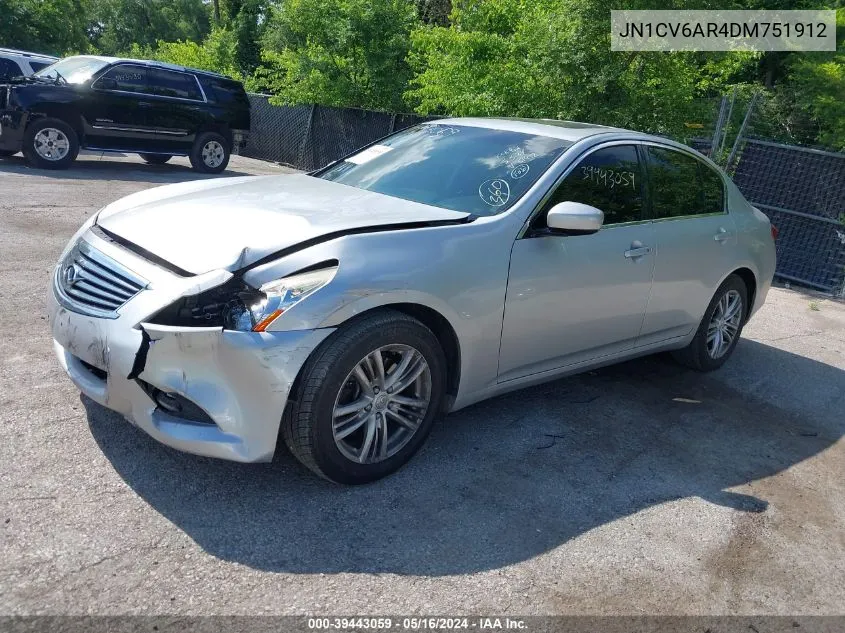 2013 Infiniti G37X VIN: JN1CV6AR4DM751912 Lot: 39443059