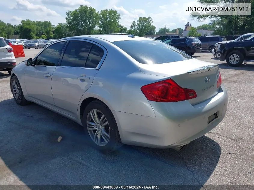 2013 Infiniti G37X VIN: JN1CV6AR4DM751912 Lot: 39443059