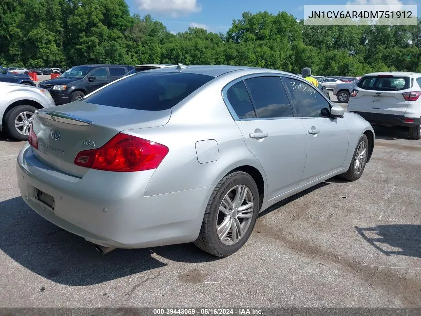 2013 Infiniti G37X VIN: JN1CV6AR4DM751912 Lot: 39443059