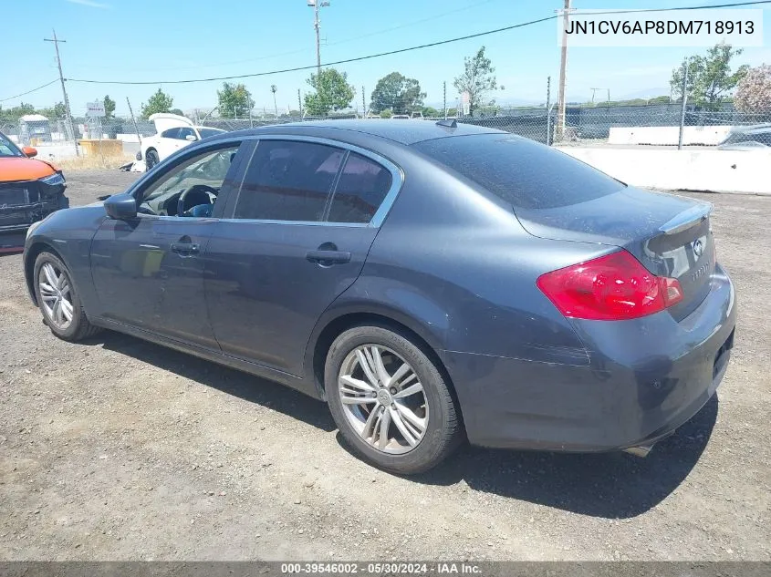 2013 Infiniti G37 Journey VIN: JN1CV6AP8DM718913 Lot: 39546002