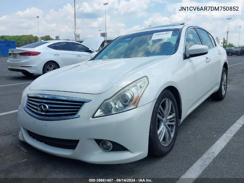 2013 Infiniti G37X VIN: JN1CV6AR7DM750852 Lot: 40701570