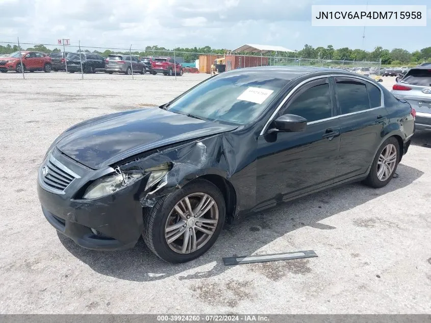 2013 Infiniti G37 Journey VIN: JN1CV6AP4DM715958 Lot: 39924260