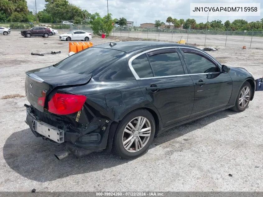 2013 Infiniti G37 Journey VIN: JN1CV6AP4DM715958 Lot: 39924260