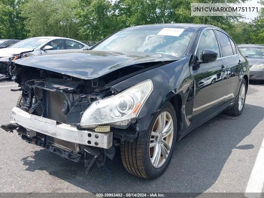 2013 Infiniti G37X VIN: JN1CV6ARXDM751171 Lot: 39953482