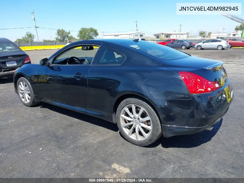 2013 Infiniti G37X VIN: JN1CV6EL4DM982945 Lot: 39957949