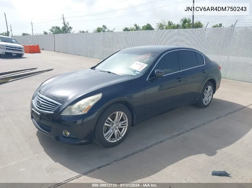 2013 Infiniti G37X VIN: JN1CV6AR4DM750243 Lot: 39972733