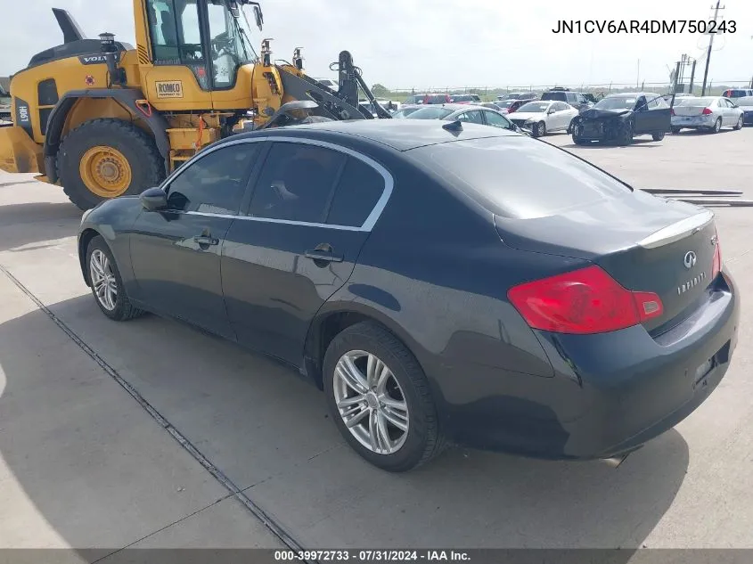 2013 Infiniti G37X VIN: JN1CV6AR4DM750243 Lot: 39972733