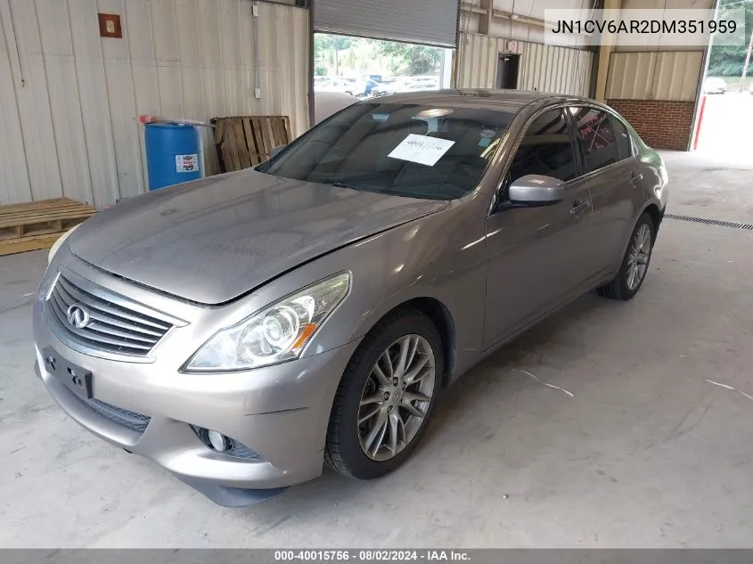 2013 Infiniti G37X VIN: JN1CV6AR2DM351959 Lot: 40015756