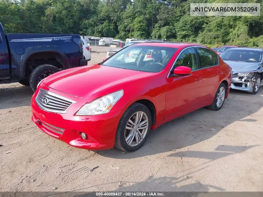 2013 Infiniti G37X VIN: JN1CV6AR6DM352094 Lot: 40089437