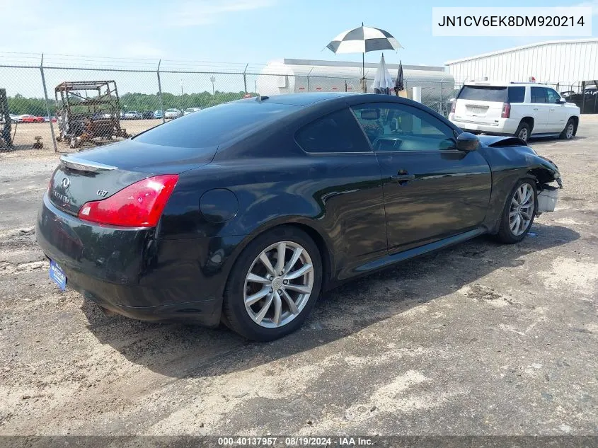 2013 Infiniti G37 Journey VIN: JN1CV6EK8DM920214 Lot: 40137957