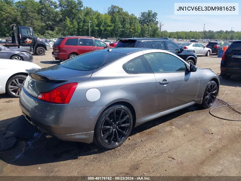 2013 Infiniti G37X VIN: JN1CV6EL3DM981625 Lot: 40176162