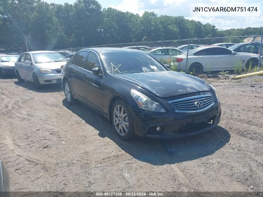 2013 Infiniti G37X VIN: JN1CV6AR6DM751474 Lot: 40177338