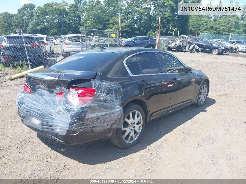 2013 Infiniti G37X VIN: JN1CV6AR6DM751474 Lot: 40177338