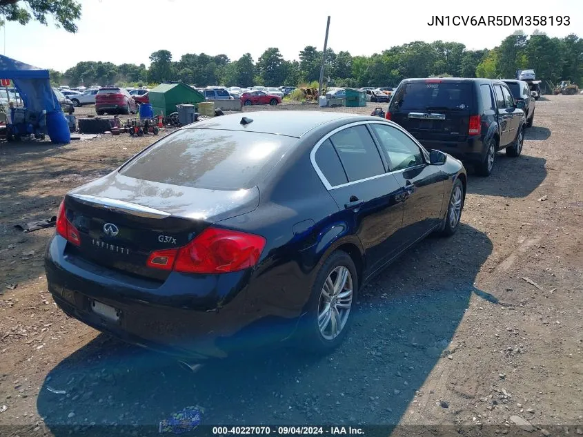 2013 Infiniti G37X VIN: JN1CV6AR5DM358193 Lot: 40227070