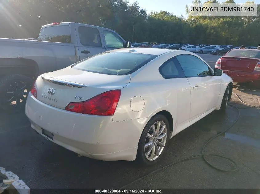 2013 Infiniti G37X VIN: JN1CV6EL3DM981740 Lot: 40329084