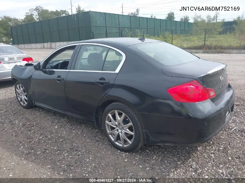 2013 Infiniti G37X VIN: JN1CV6AR6DM752169 Lot: 40461227