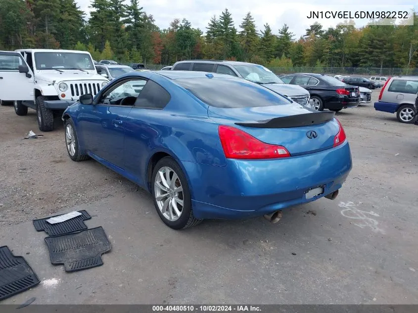 2013 Infiniti G37X VIN: JN1CV6EL6DM982252 Lot: 40480510