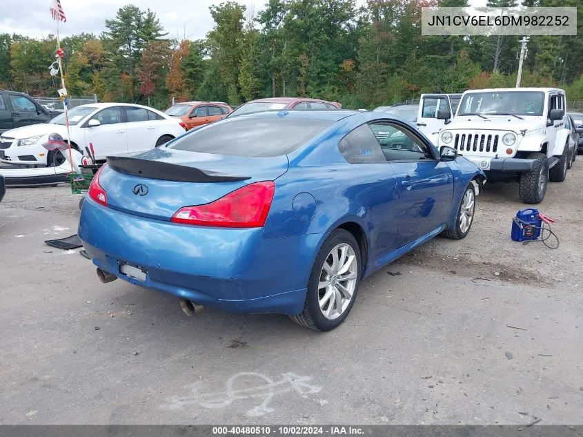 2013 Infiniti G37X VIN: JN1CV6EL6DM982252 Lot: 40480510