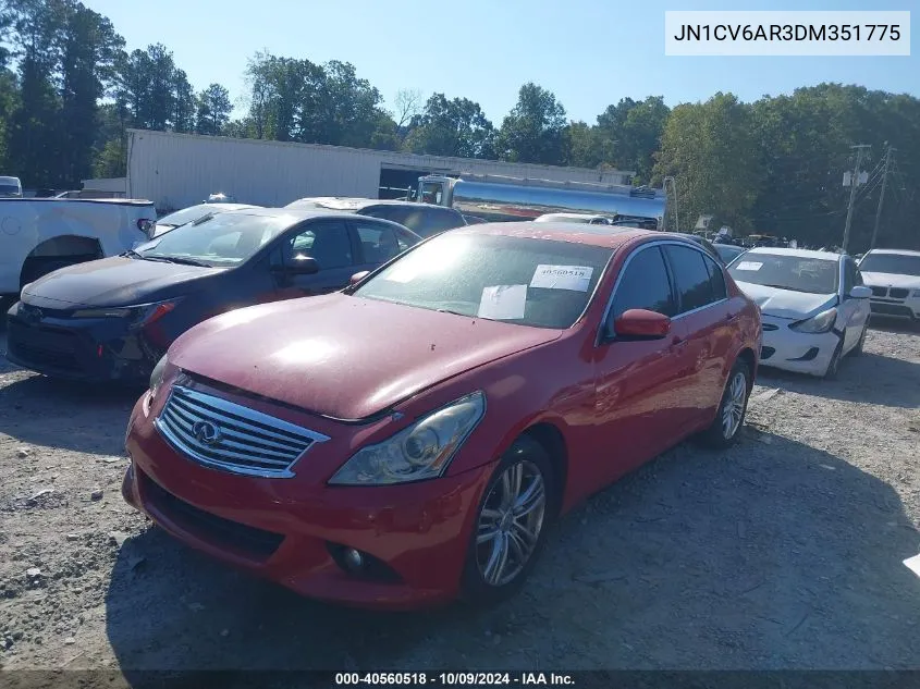 2013 Infiniti G37X VIN: JN1CV6AR3DM351775 Lot: 40560518