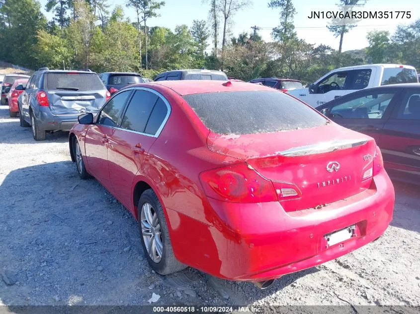 2013 Infiniti G37X VIN: JN1CV6AR3DM351775 Lot: 40560518