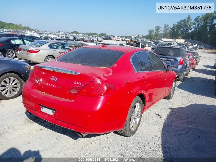 2013 Infiniti G37X VIN: JN1CV6AR3DM351775 Lot: 40560518