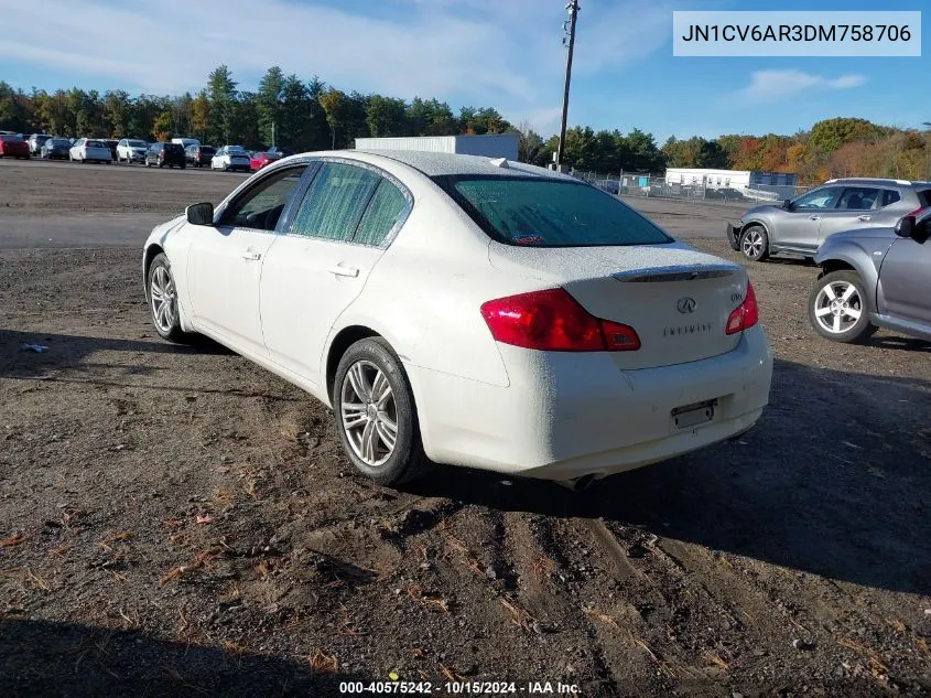 2013 Infiniti G37X VIN: JN1CV6AR3DM758706 Lot: 40575242