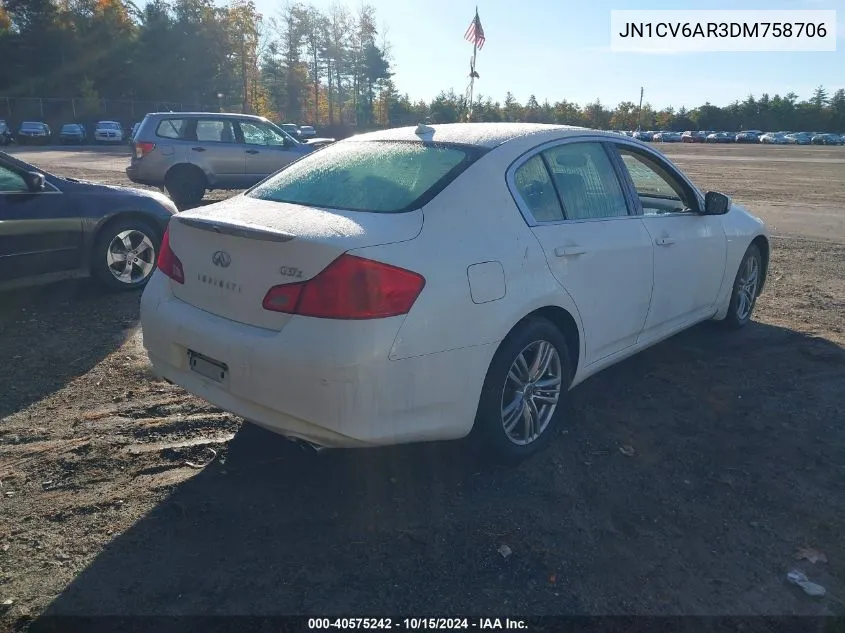 2013 Infiniti G37X VIN: JN1CV6AR3DM758706 Lot: 40575242