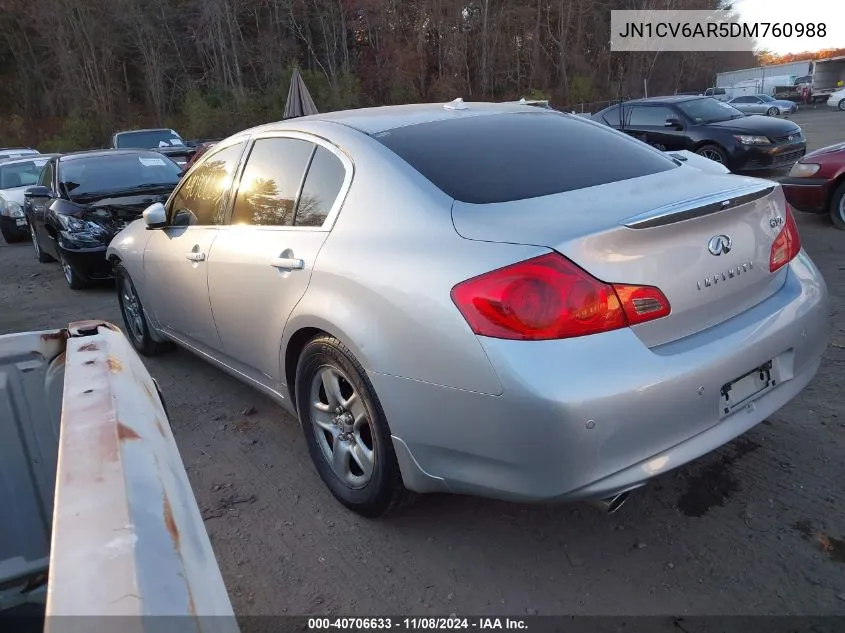 2013 Infiniti G37X VIN: JN1CV6AR5DM760988 Lot: 40706633