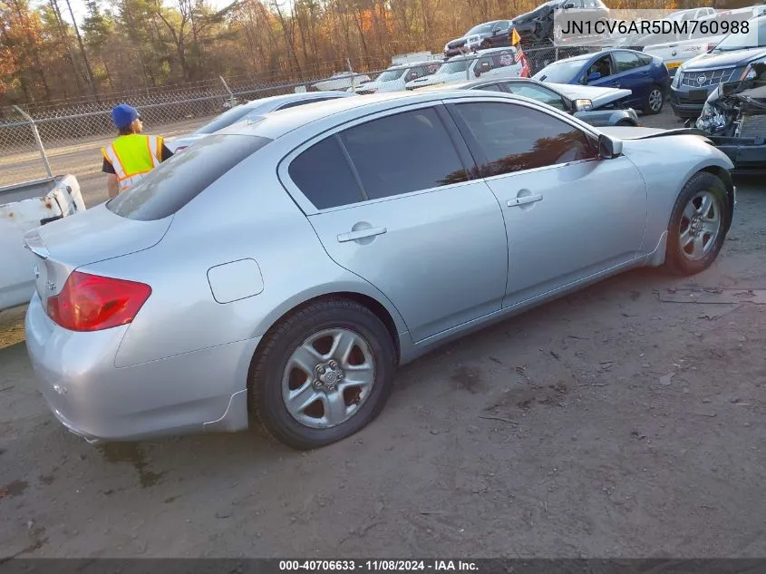 2013 Infiniti G37X VIN: JN1CV6AR5DM760988 Lot: 40706633