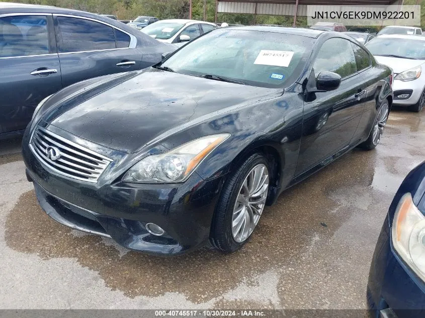 2013 Infiniti G37 Journey VIN: JN1CV6EK9DM922201 Lot: 40745517