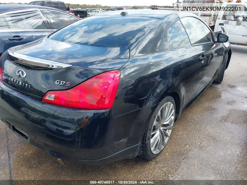 2013 Infiniti G37 Journey VIN: JN1CV6EK9DM922201 Lot: 40745517