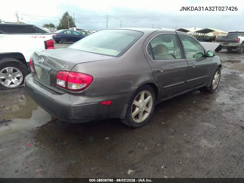 2002 Infiniti I35 Luxury VIN: JNKDA31A32T027426 Lot: 39536790