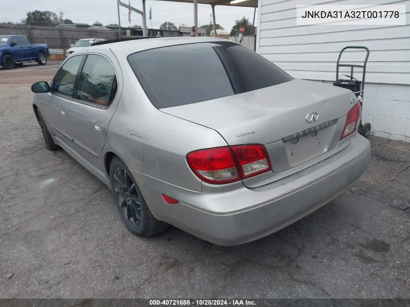 2002 Infiniti I35 Luxury VIN: JNKDA31A32T001778 Lot: 40721688