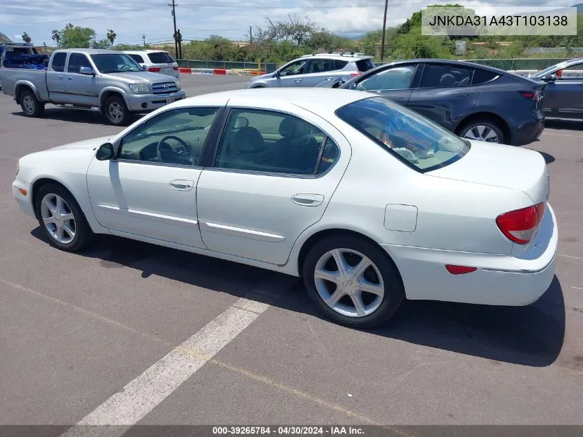 2003 Infiniti I35 Luxury VIN: JNKDA31A43T103138 Lot: 39265784