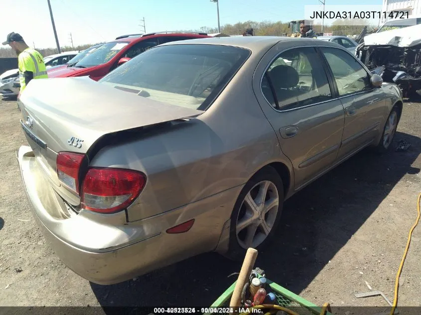 2003 Infiniti I35 Luxury VIN: JNKDA31A03T114721 Lot: 40523524