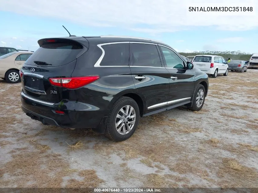 2013 Infiniti Jx35 VIN: 5N1AL0MM3DC351848 Lot: 40676440