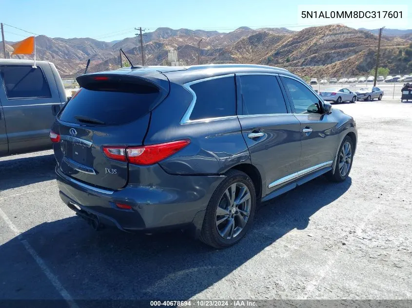 2013 Infiniti Jx35 VIN: 5N1AL0MM8DC317601 Lot: 40678694