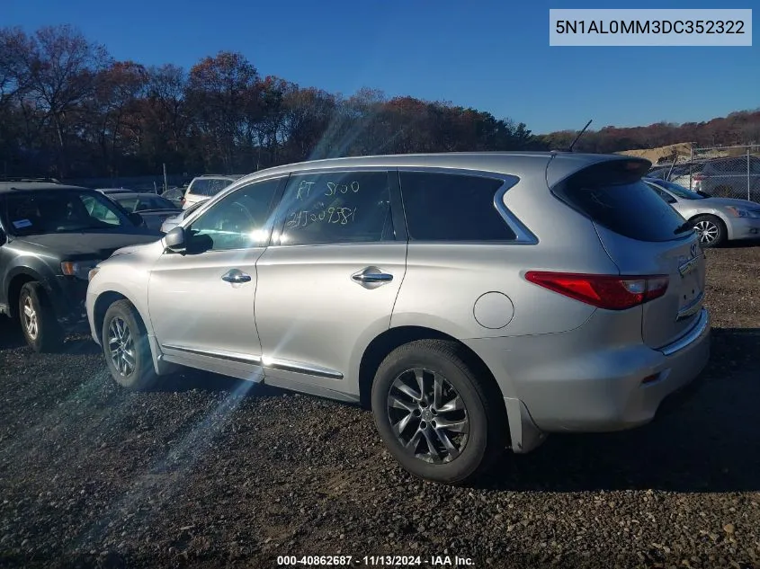 2013 Infiniti Jx35 VIN: 5N1AL0MM3DC352322 Lot: 40862687