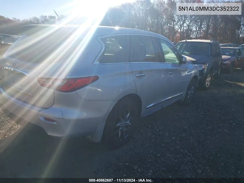 2013 Infiniti Jx35 VIN: 5N1AL0MM3DC352322 Lot: 40862687