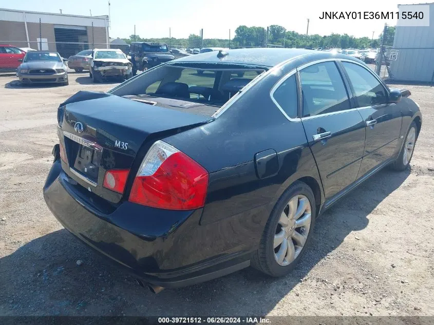 2006 Infiniti M35 VIN: JNKAY01E36M115540 Lot: 39721512