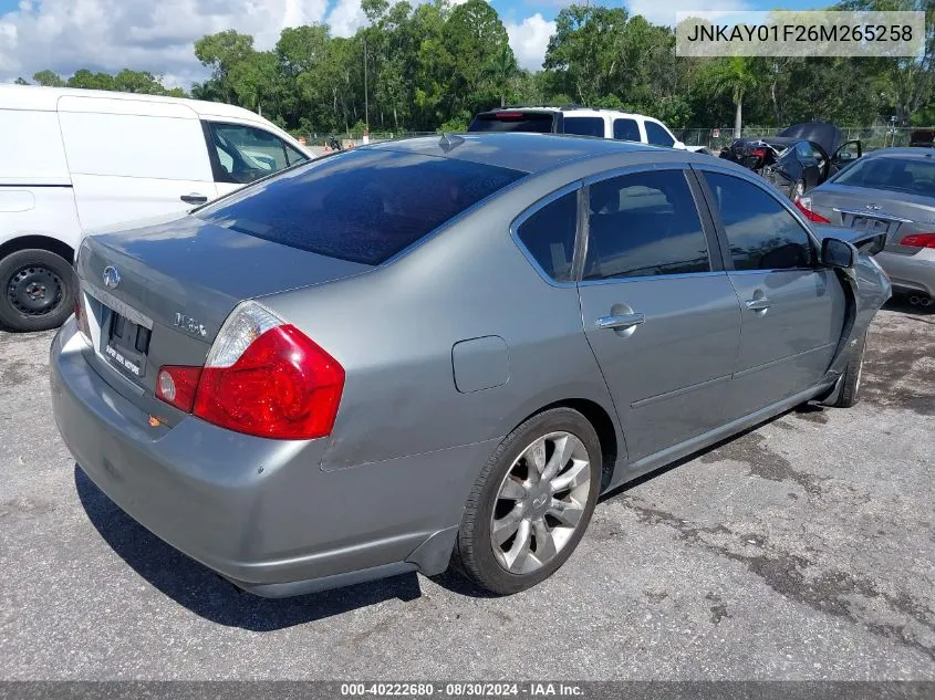 2006 Infiniti M35X VIN: JNKAY01F26M265258 Lot: 40222680