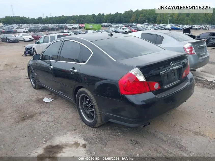 2006 Infiniti M35 VIN: JNKAY01E86M116229 Lot: 40290163