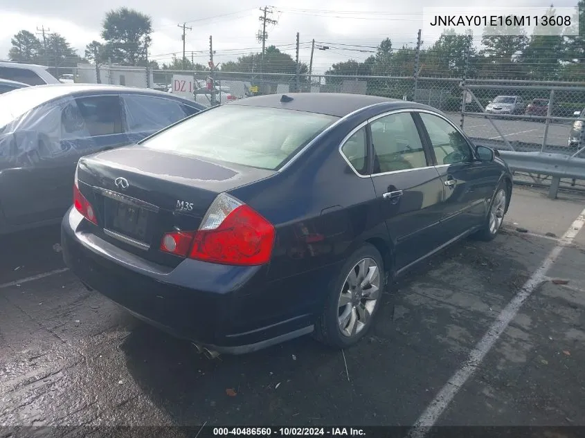 2006 Infiniti M35 VIN: JNKAY01E16M113608 Lot: 40486560