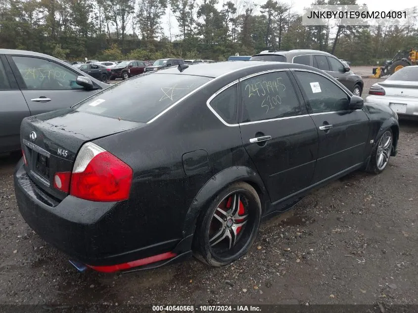 2006 Infiniti M45 Sport VIN: JNKBY01E96M204081 Lot: 40540568