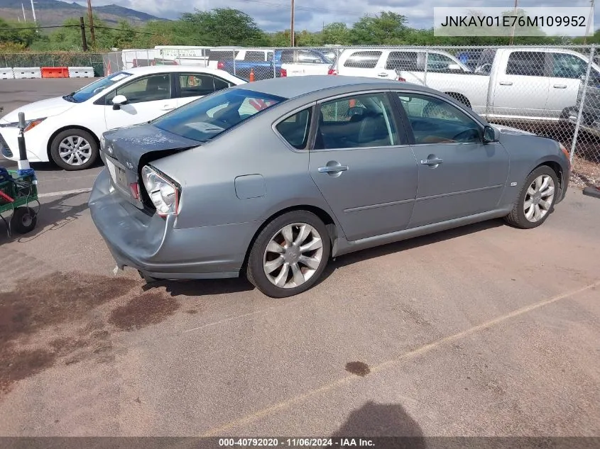 2006 Infiniti M35 VIN: JNKAY01E76M109952 Lot: 40792020