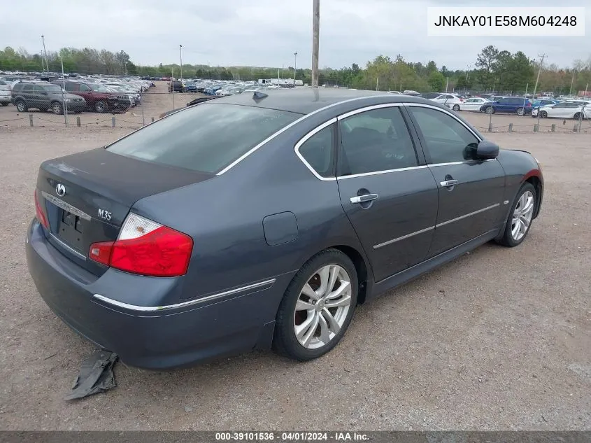 2008 Infiniti M35 VIN: JNKAY01E58M604248 Lot: 39101536