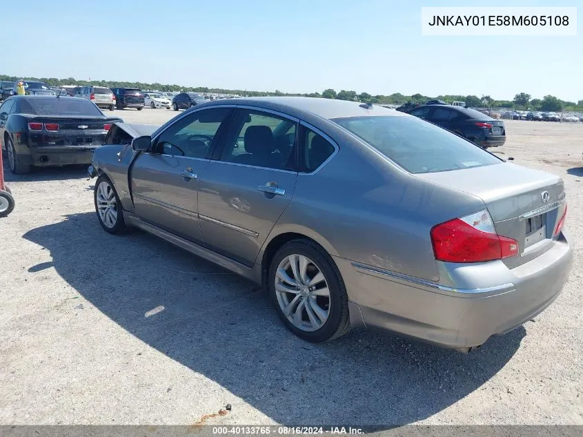 2008 Infiniti M35 VIN: JNKAY01E58M605108 Lot: 40133765